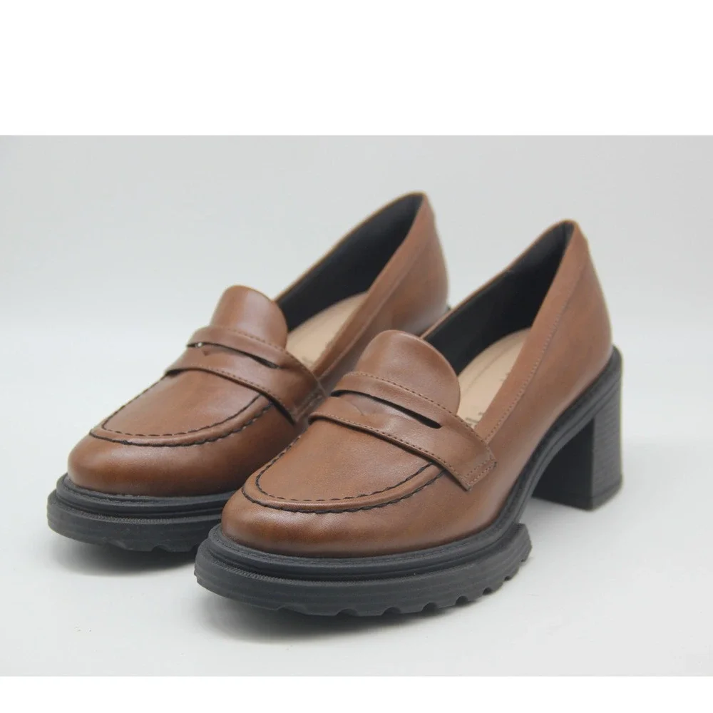 Piccadilly Maxi Women's US 6 EUR 37 Brown Platform Chunky Penny Loafers Y2K 90's